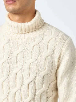 Herrenpullover aus Kaschmirmischung mit Zopfmuster Fisherman