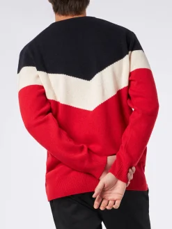 Herrenpullover aus Kaschmirmischung in Rot und Blau