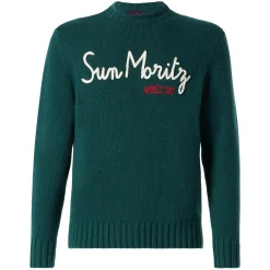 Herrenpullover aus Kaschmirmischung mit Sun Moritz-Stickerei