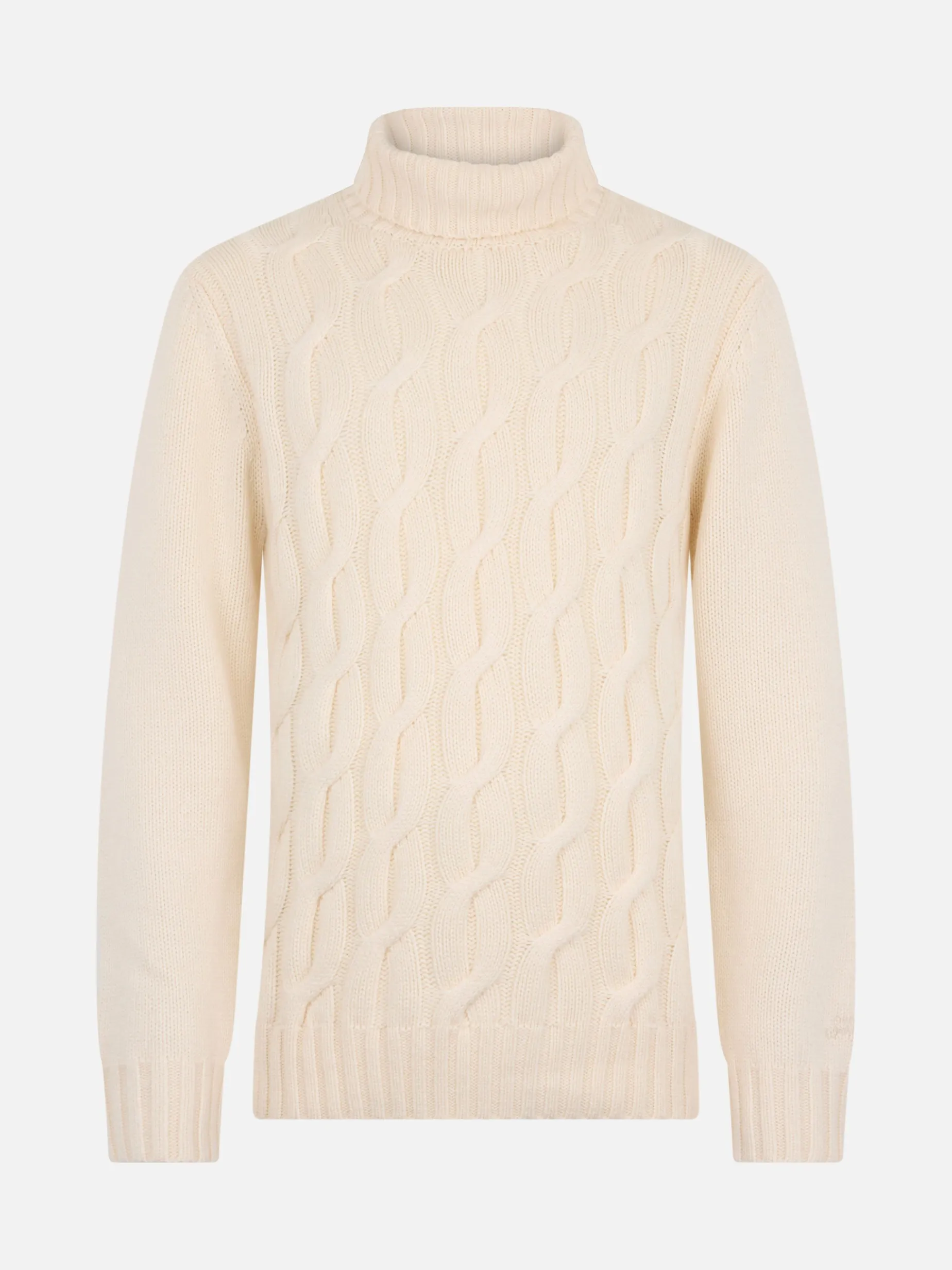 Herrenpullover aus Kaschmirmischung mit Zopfmuster Fisherman