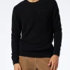 Herrenpullover aus schwarzer Stretchwolle mit St. Barth-Stickerei