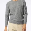 Herrenpullover aus Stretchwolle in Melange-Grau mit St. Barth-Stickerei