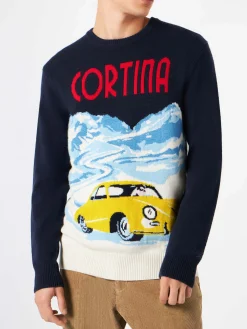 Herrenpullover Cortina mit Vintage-Postkartendruck