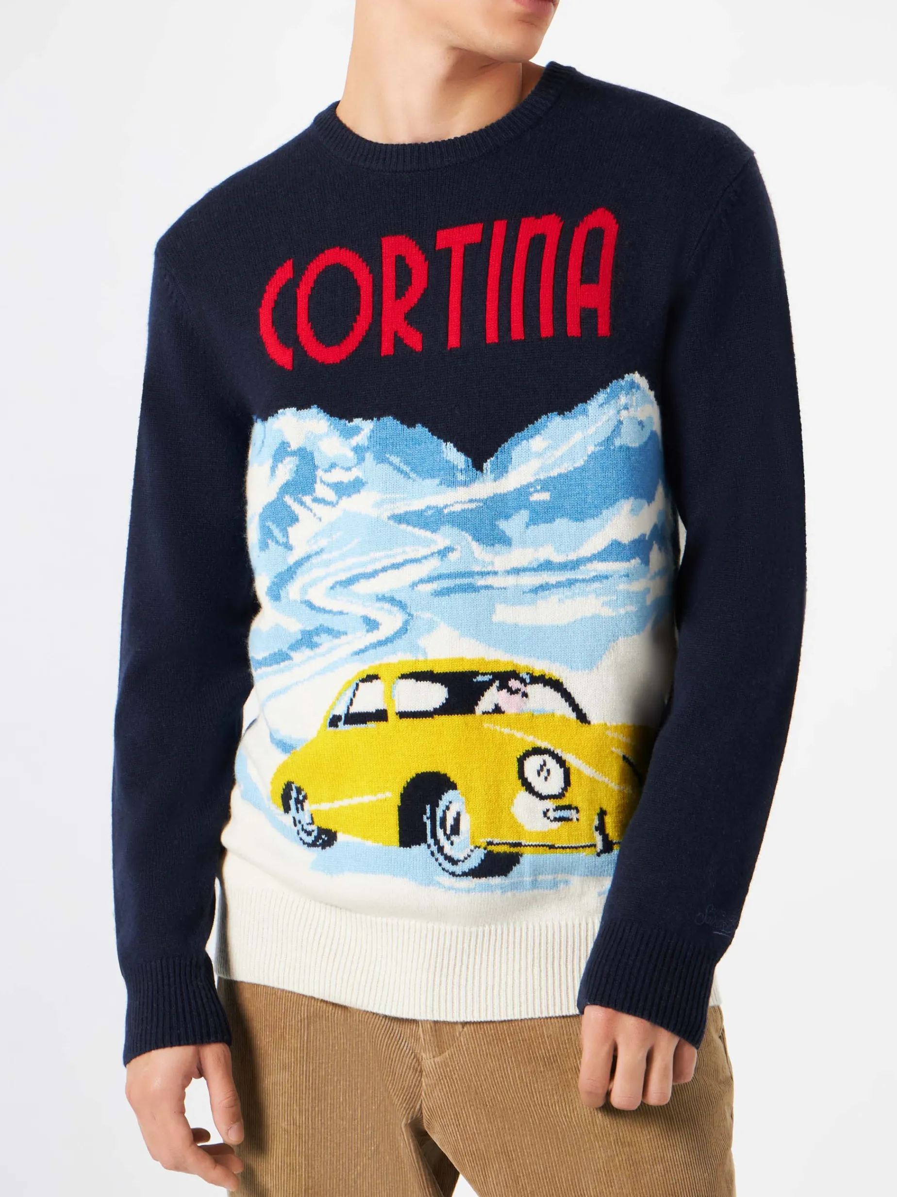 Herrenpullover Cortina mit Vintage-Postkartendruck