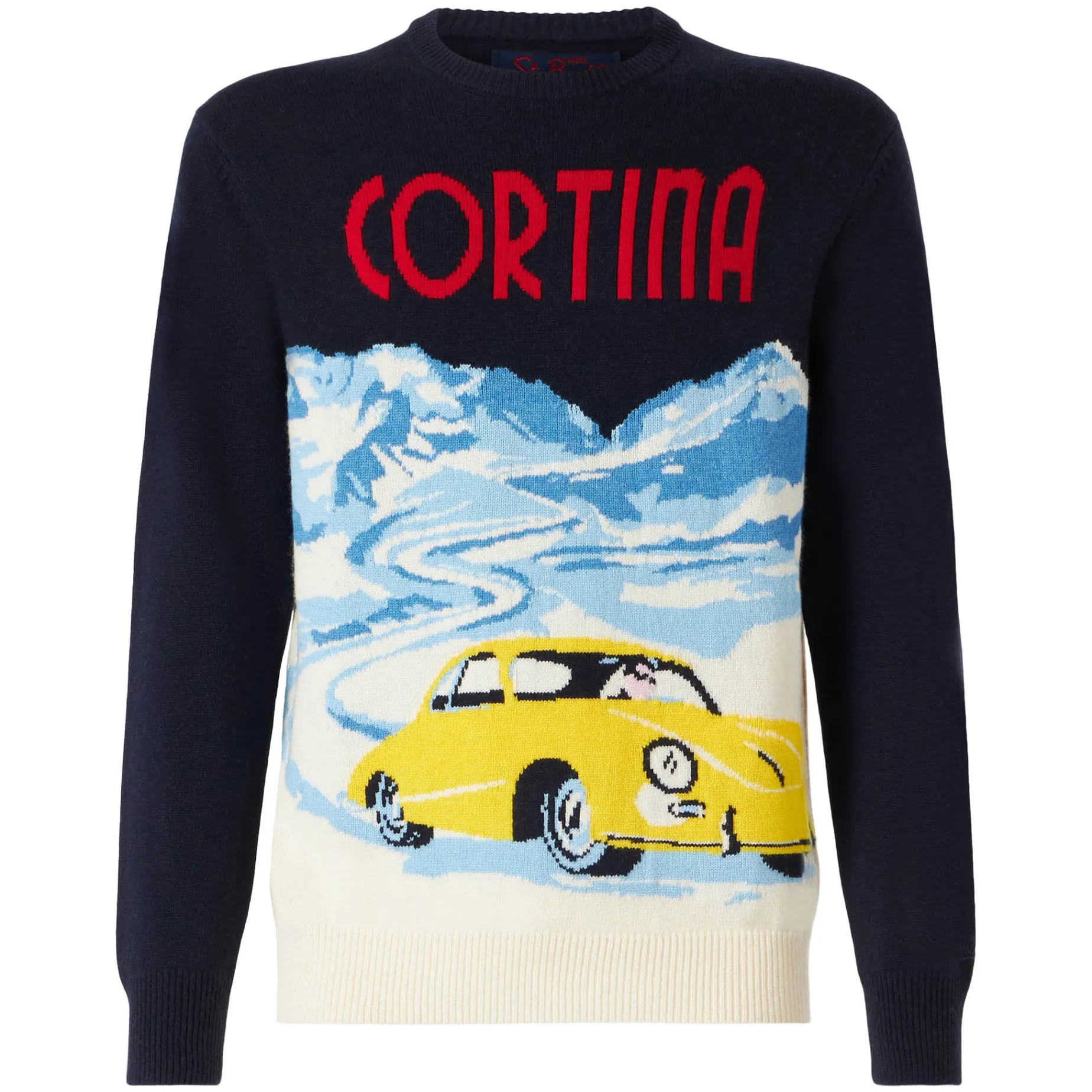 Herrenpullover Cortina mit Vintage-Postkartendruck