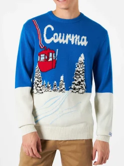 Herrenpullover Courma mit Vintage-Postkartendruck