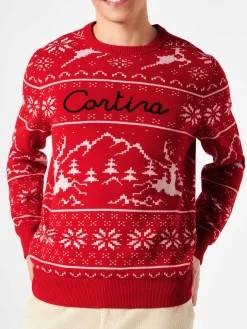 Herrenpullover im norwegischen Stil mit Cortina-Stickerei