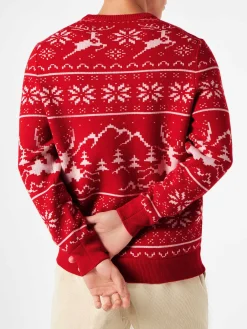 Herrenpullover im norwegischen Stil mit Cortina-Stickerei