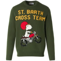 Herren-Pullover in Militärgrün mit Snoopy-Aufdruck | PEANUTS™ SONDEREDITION