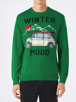 Herrenpullover mit Autoaufdruck
