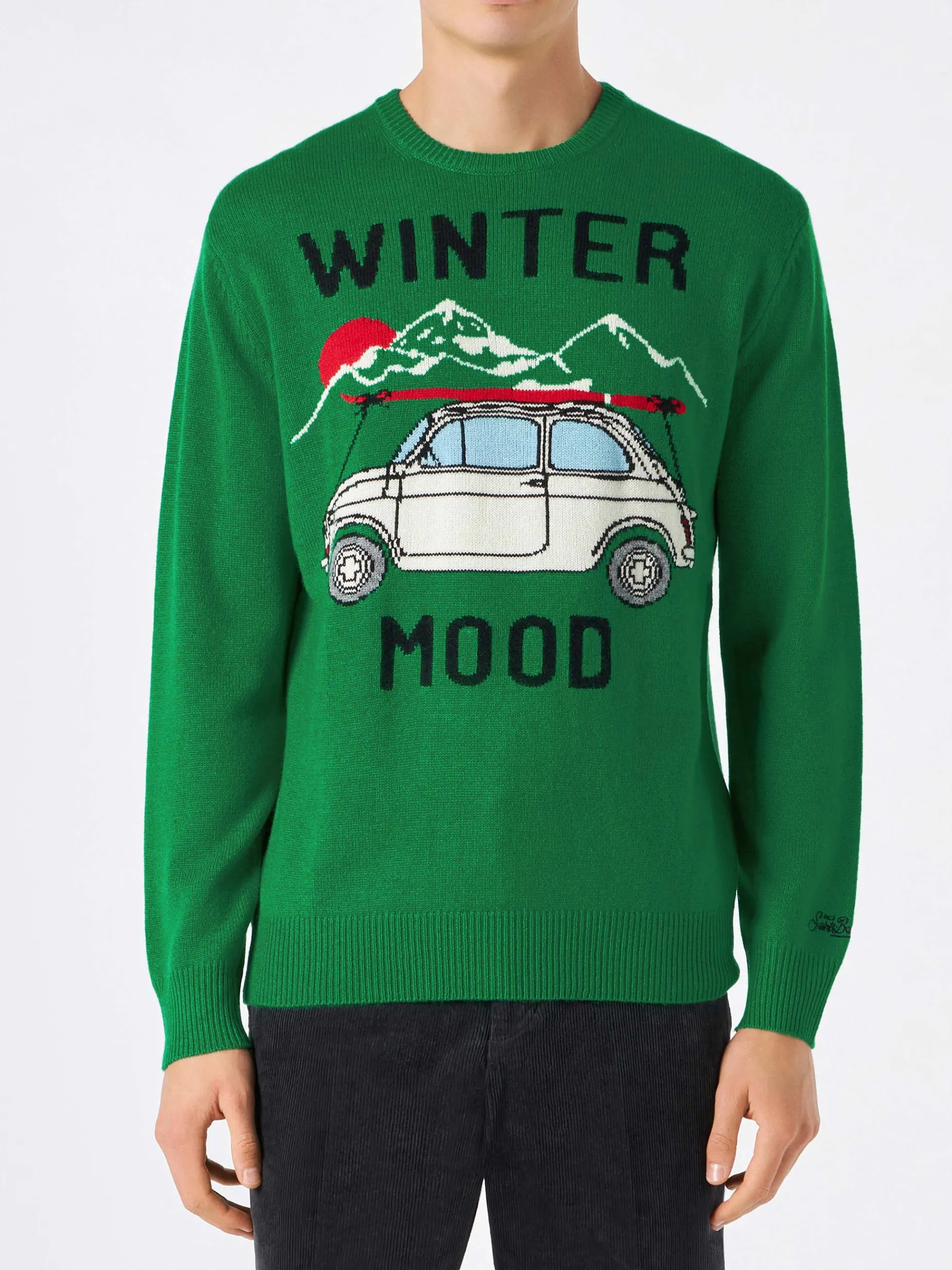 Herrenpullover mit Autoaufdruck