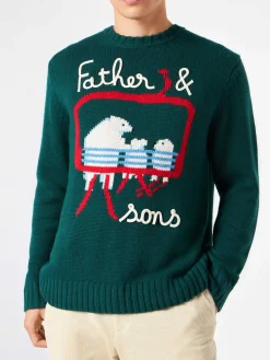 Herrenpullover mit Bären-Stickerei