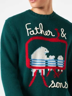 Herrenpullover mit Bären-Stickerei