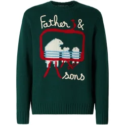Herrenpullover mit Bären-Stickerei