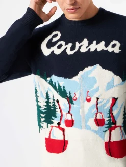 Herrenpullover mit Courmayeur-Postkarte