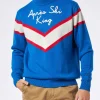 Herrenpullover mit halbem Rollkragen und Après-Ski-King-Stickerei