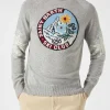 Herrenpullover mit halbem Rollkragen und Matterhorn-Jacquard-Print