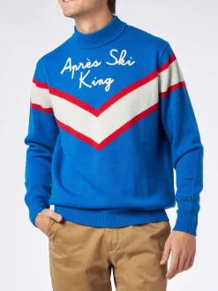 Herrenpullover mit halbem Rollkragen und Après-Ski-King-Stickerei