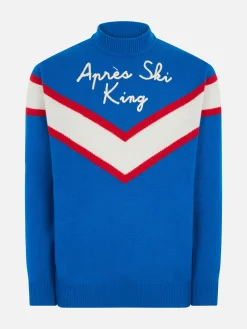 Herrenpullover mit halbem Rollkragen und Après-Ski-King-Stickerei