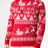 Herrenpullover mit „I believe in Santa“-Schriftzug