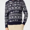 Herrenpullover mit „I believe in Santa“-Schriftzug