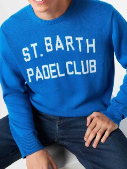 Herrenpullover mit Jacquard-Aufdruck des St. Barth Padel Club