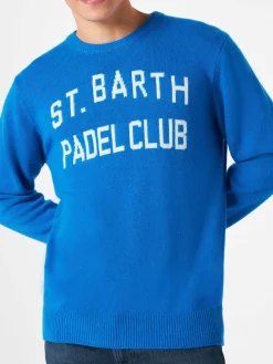 Herrenpullover mit Jacquard-Aufdruck des St. Barth Padel Club
