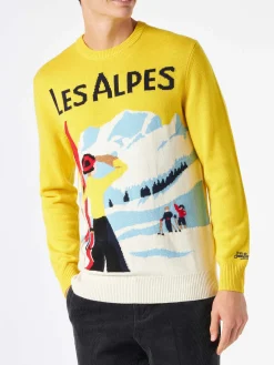 Herrenpullover mit Les-Alpes-Postkarte