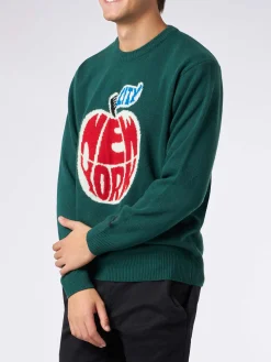 Herrenpullover mit New-York-Apfel-Print