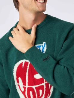 Herrenpullover mit New-York-Apfel-Print
