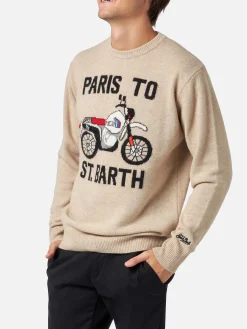 Herrenpullover mit „Paris to St.Barth“-Frontprint