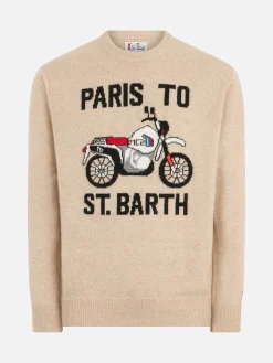 Herrenpullover mit „Paris to St.Barth“-Frontprint