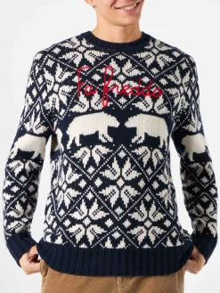 Herrenpullover mit Rundhalsausschnitt und norwegischem Muster