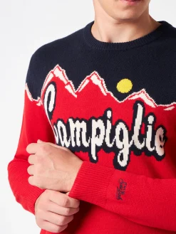 Herren-Pullover mit Rundhalsausschnitt und Campiglio-Sonnen-Jacquard-Print