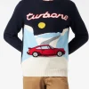 Herrenpullover mit Rundhalsausschnitt und Turbone-Jacquard-Print