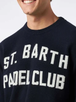Herren-Pullover mit Rundhalsausschnitt und Jacquard-Aufdruck des St. Barth Padel Club