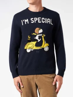 Herren-Pullover mit Rundhalsausschnitt und Snoopy-Roller-Jacquard-Print | SNOOPY – ©PEANUTS SONDERAUSGABE