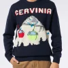 Herren-Pullover mit Rundhalsausschnitt und Cervinia-Postkarten-Jacquard-Druck