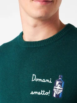 Herrenpullover mit Rundhalsausschnitt und Domani Smetto-Stickerei