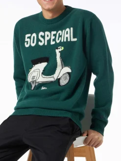 Herrenpullover mit Rundhalsausschnitt und Vespa-Jacquard-Print | VESPA© SONDEREDITION