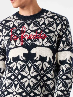 Herrenpullover mit Rundhalsausschnitt und norwegischem Muster