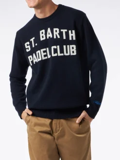 Herren-Pullover mit Rundhalsausschnitt und Jacquard-Aufdruck des St. Barth Padel Club