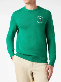 Herrenpullover mit Rundhalsausschnitt und Snoopy-Tennis-Jacquard-Print | SNOOPY – ©PEANUTS SONDERAUSGABE