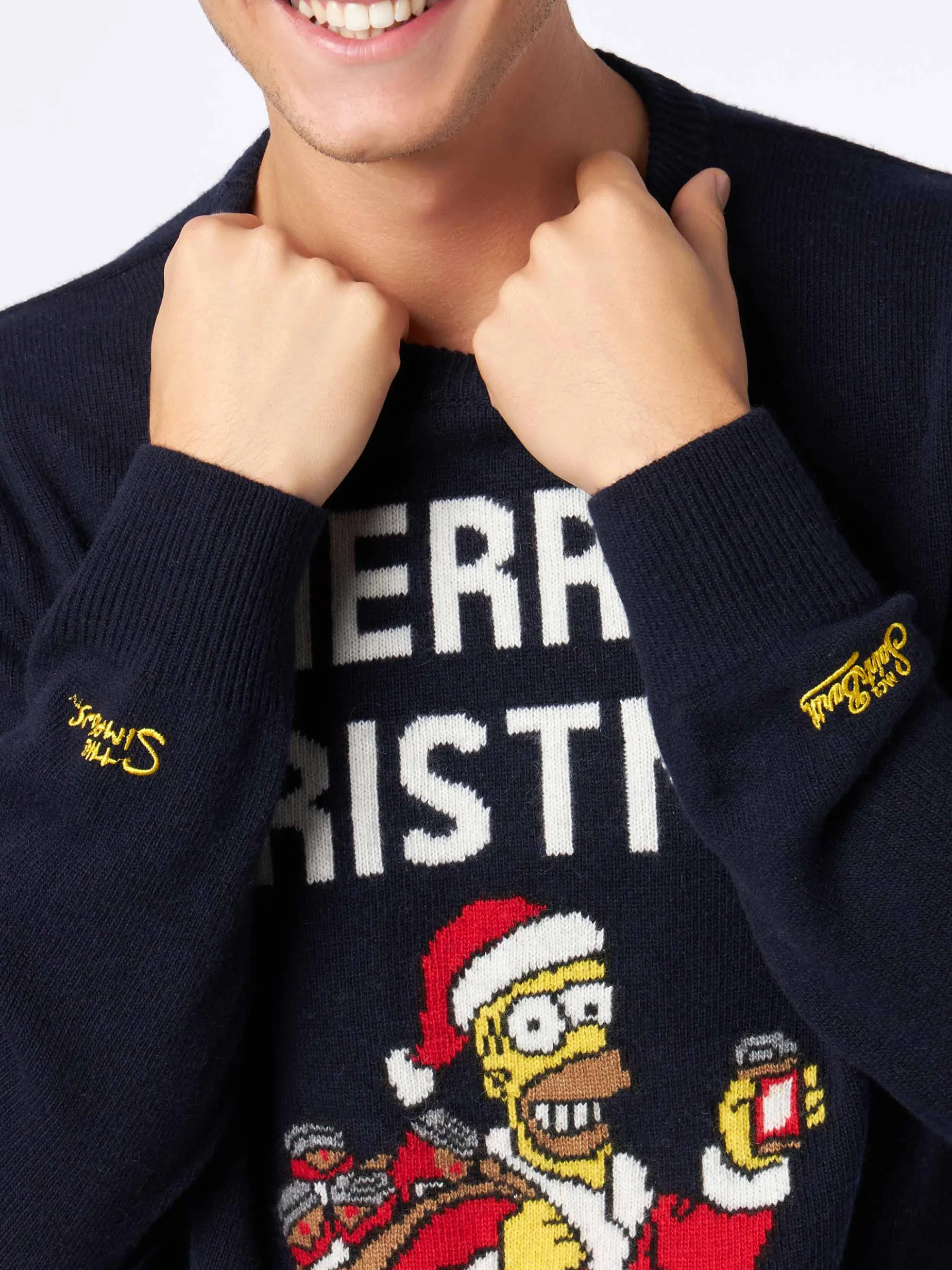 Herren-Pullover mit Rundhalsausschnitt und Homer-Simpson-Jacquard-Print | DIE SIMPSONS-SONDERAUSGABE