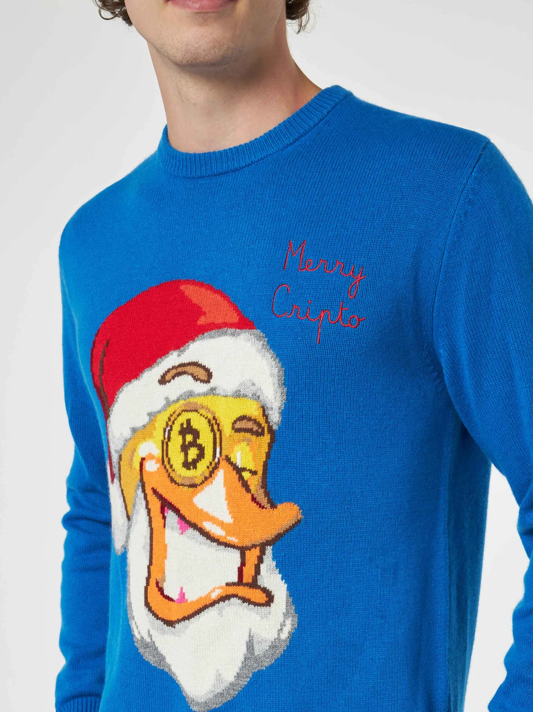 Herren-Pullover mit Rundhalsausschnitt und Crypto Ducky-Jacquard-Print | CRYPTO PUPPETS SONDERAUSGABE