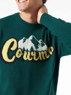 Herren-Pullover mit Rundhalsausschnitt und Jacquard-Aufdruck der Courma-Berge