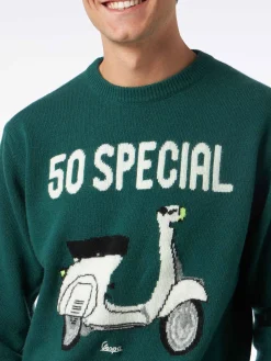 Herrenpullover mit Rundhalsausschnitt und Vespa-Jacquard-Print | VESPA© SONDEREDITION