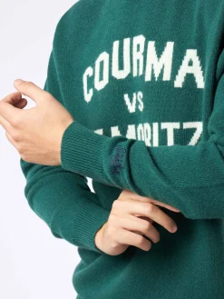 Herrenpullover mit Rundhalsausschnitt und Jacquard-Print „Courma vs. St. Moritz“.