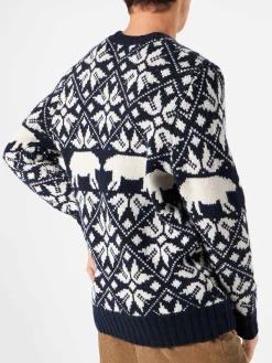 Herrenpullover mit Rundhalsausschnitt und norwegischem Muster