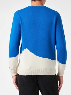 Herrenpullover mit Rundhalsausschnitt und Courma-Zopfkarten-Jacquard-Druck